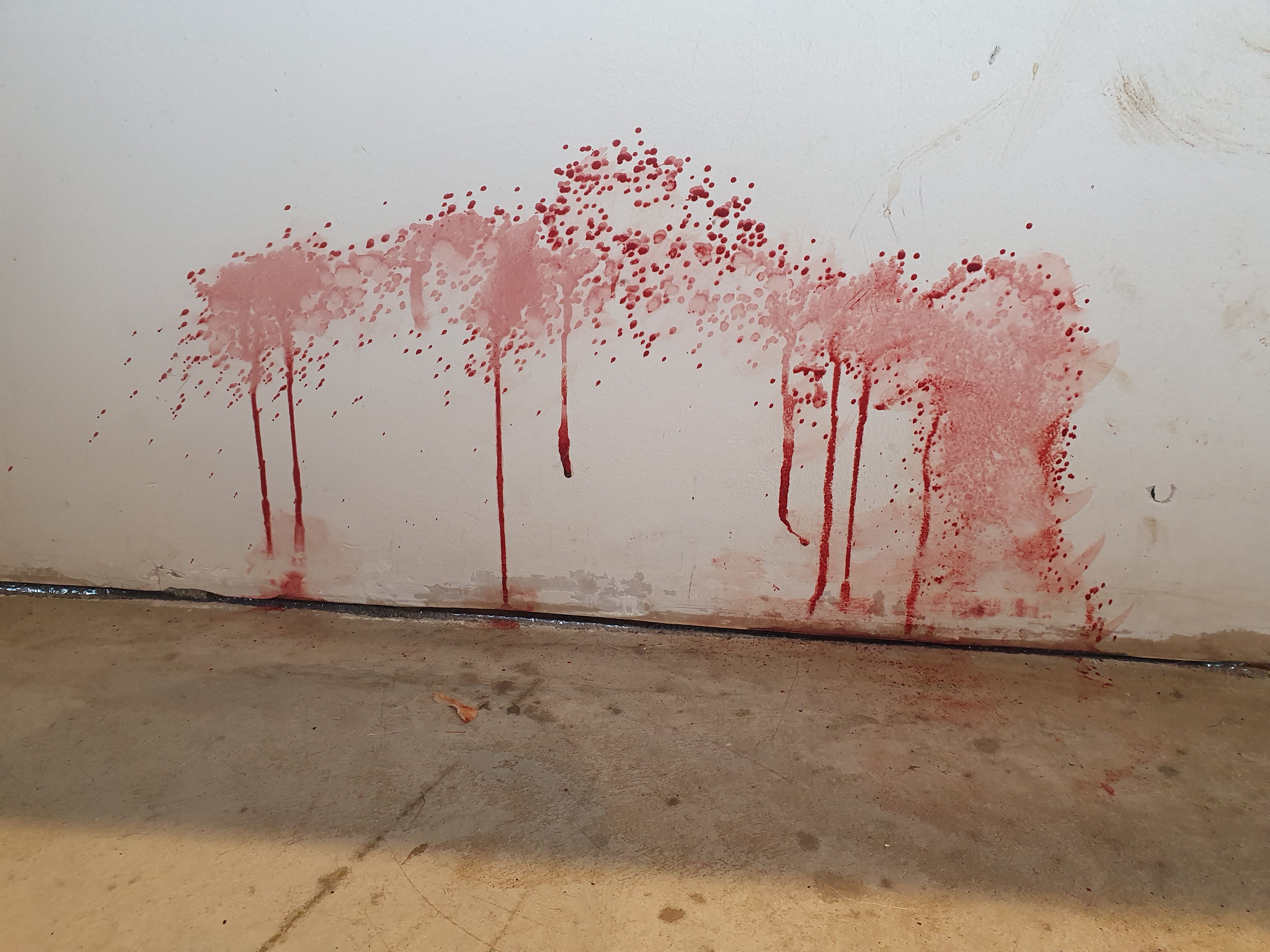 blood spattered on the wall