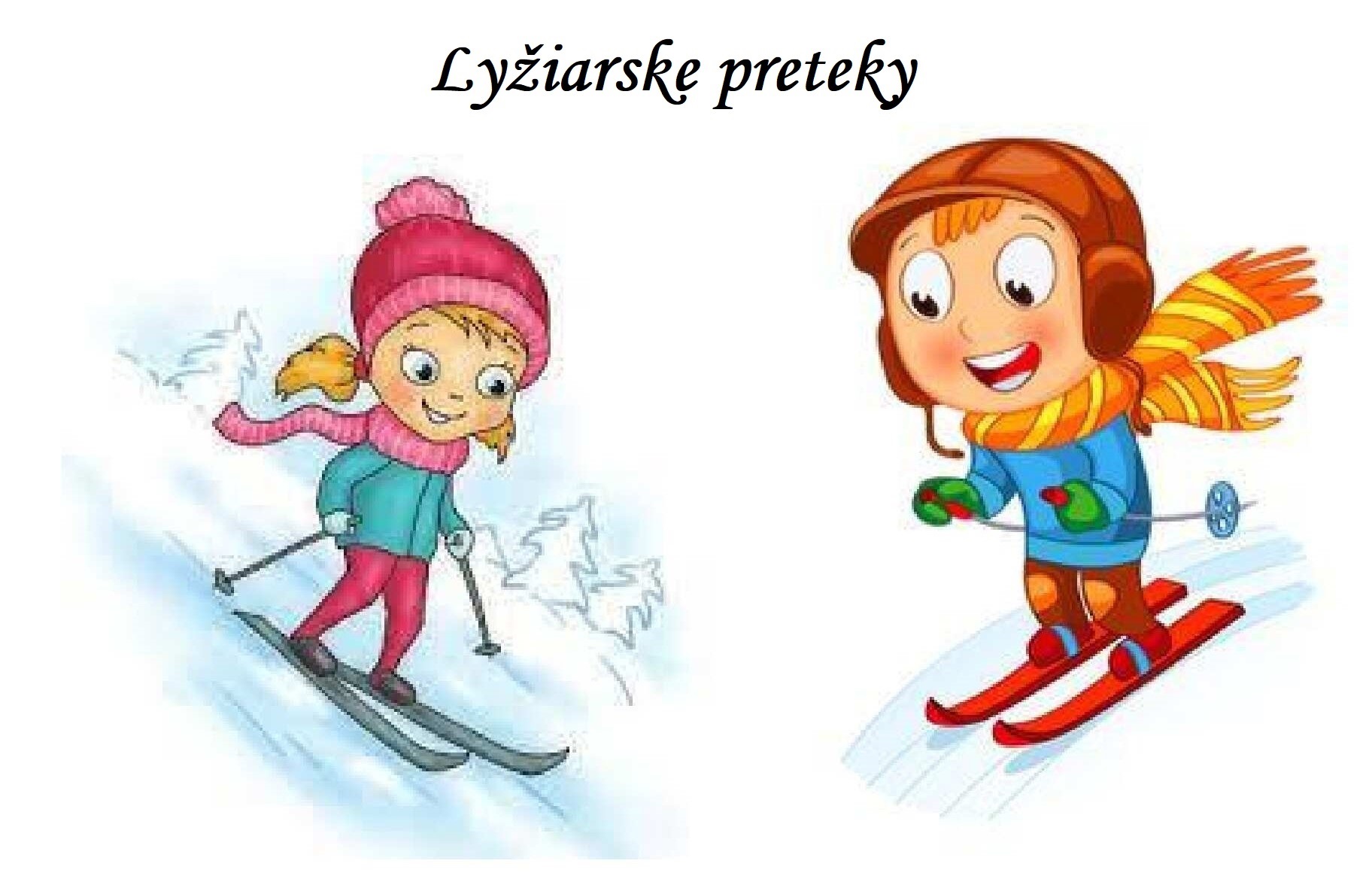 cartoon of children skiing
