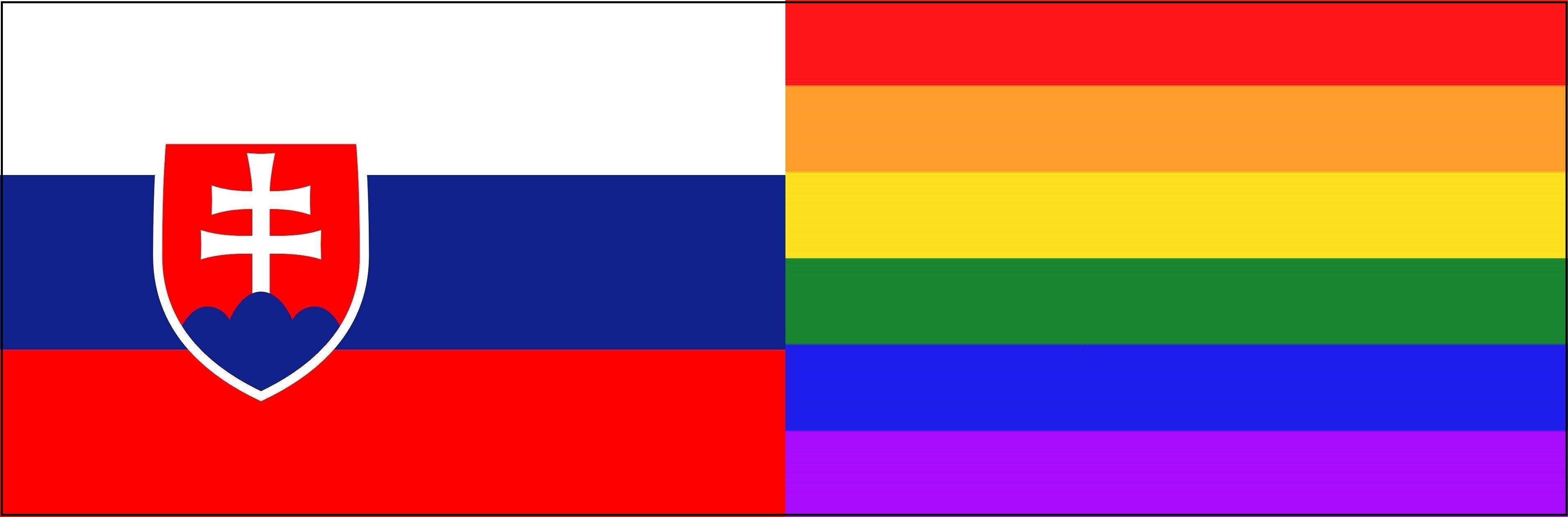 Slovak and gay flags side by side